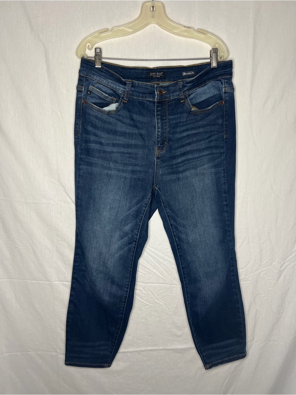 Judy Blue Medium/Dark Blue High-Rise Cropped Skinny Jeans